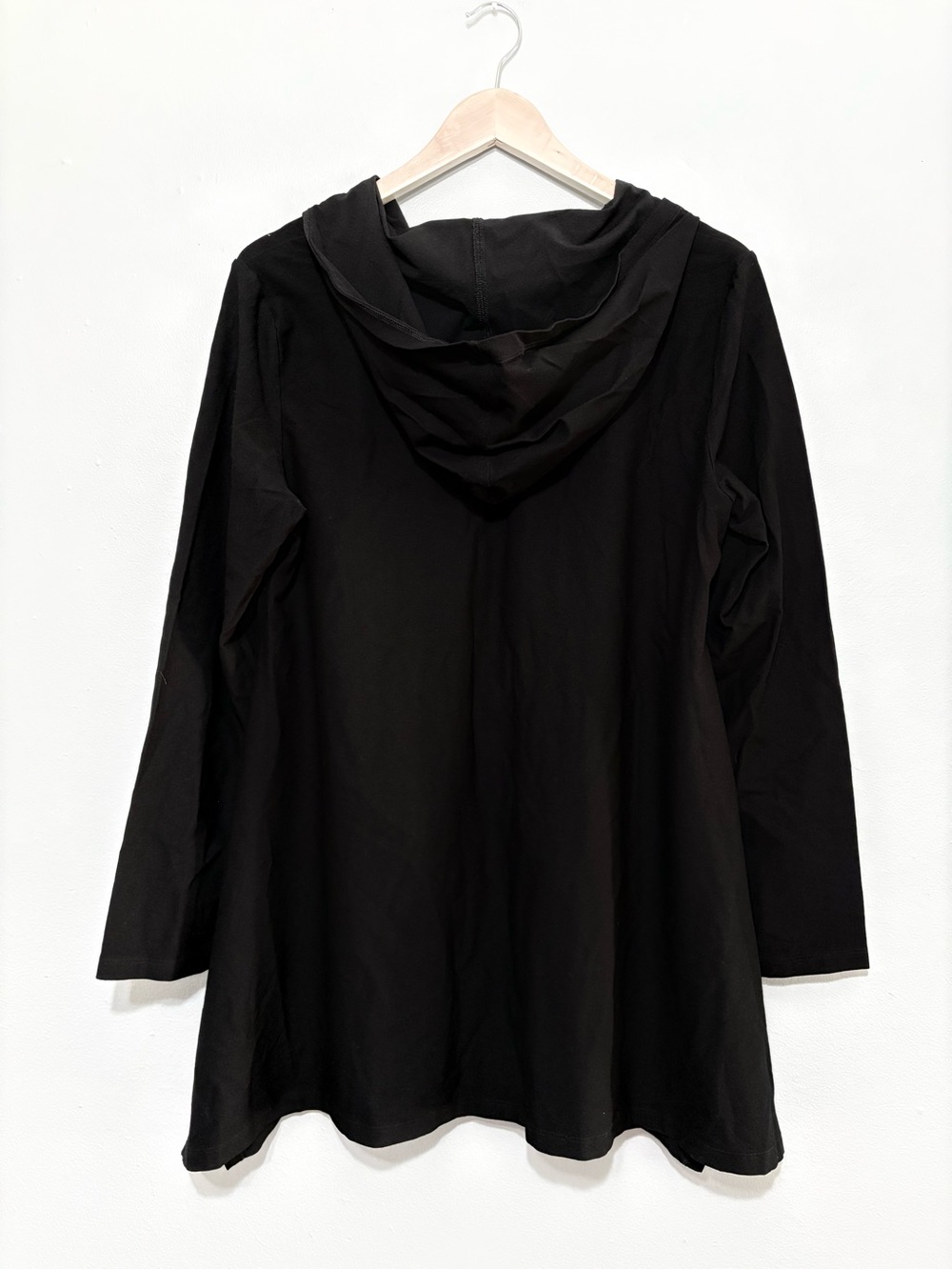 Eileen Fisher Black Asymmetric Full Zip Hoodie Jacket Size L - Picture 3 of 6